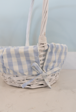 Burton & Burton Lined Easter Basket w/ Embroidery Blue Large Gingham