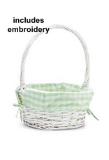 Burton & Burton Lined Easter Basket w/ Embroidery Green Large Gingham