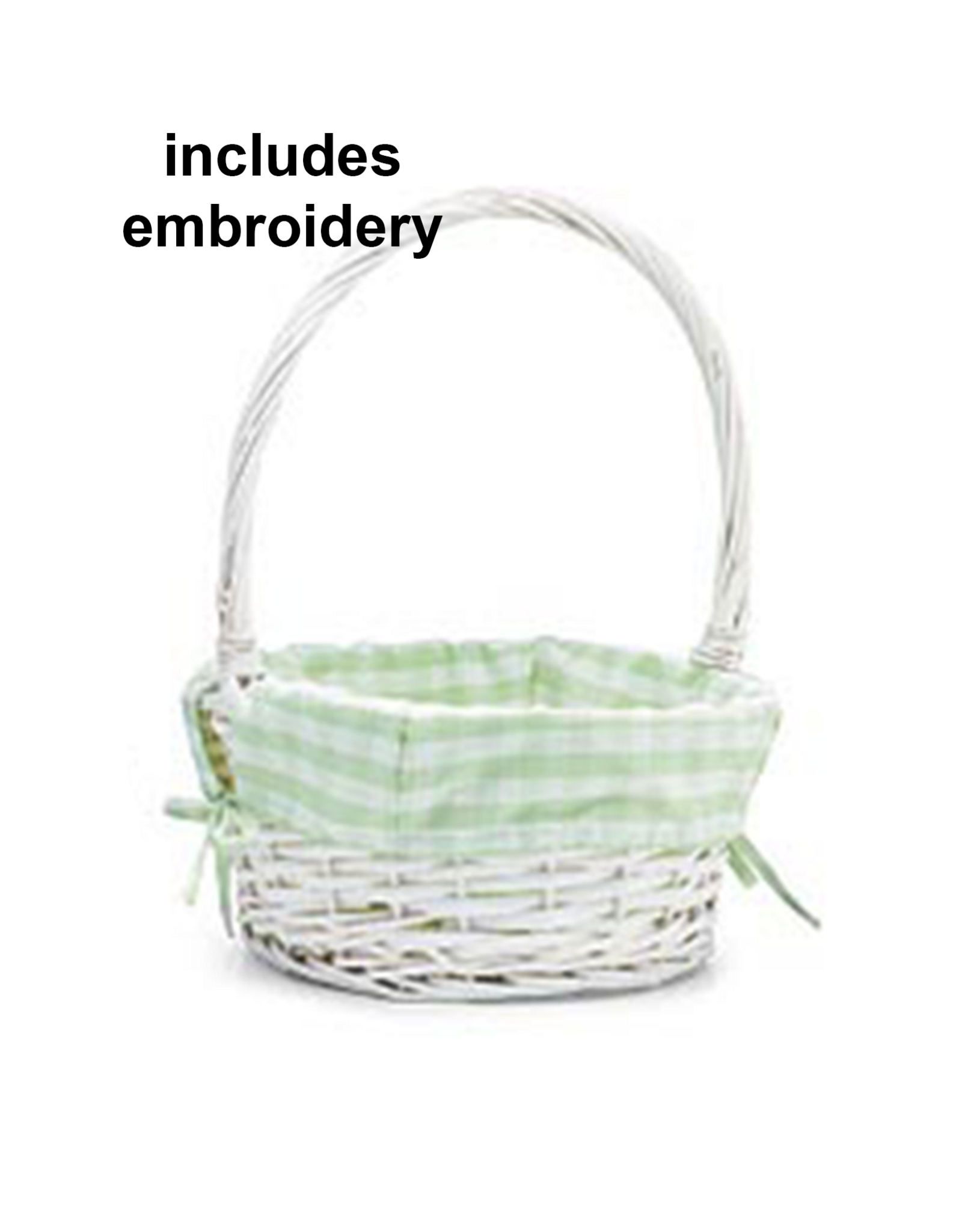 Burton & Burton Lined Easter Basket w/ Embroidery Green Large Gingham