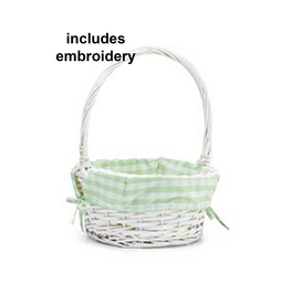 Burton & Burton Lined Easter Basket w/ Embroidery Green Large Gingham
