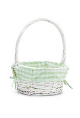 Burton & Burton Lined Easter Basket w/ Embroidery Green Large Gingham