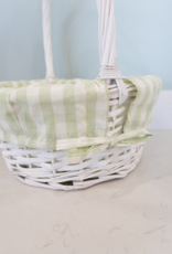 Burton & Burton Lined Easter Basket w/ Embroidery Green Large Gingham