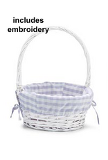 Burton & Burton Lined Easter Basket w/ Embroidery Lavender Large Gingham