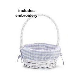 Burton & Burton Lined Easter Basket w/ Embroidery Lavender Large Gingham