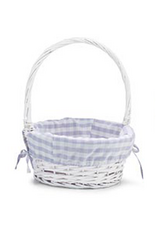 Burton & Burton Lined Easter Basket w/ Embroidery Lavender Large Gingham