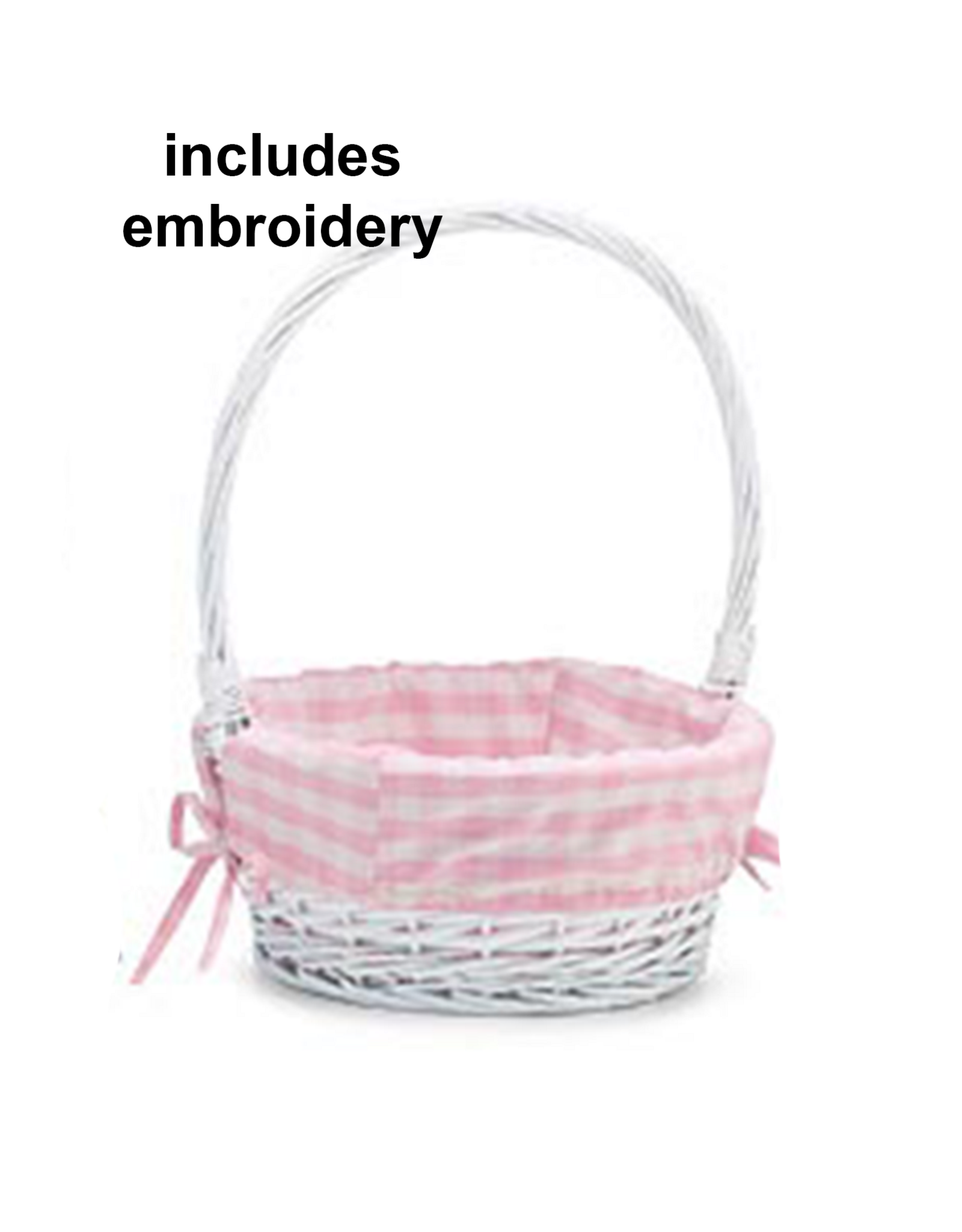 Burton & Burton Lined Easter Basket w/ Embroidery Pink Large Gingham