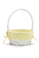 Burton & Burton Lined Easter Basket w/ Embroidery Yellow Stripe