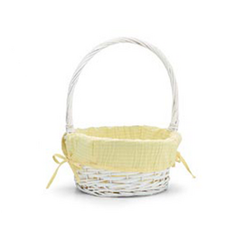 Burton & Burton Lined Easter Basket w/ Embroidery Yellow Stripe