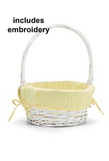 Burton & Burton Lined Easter Basket w/ Embroidery Yellow Stripe