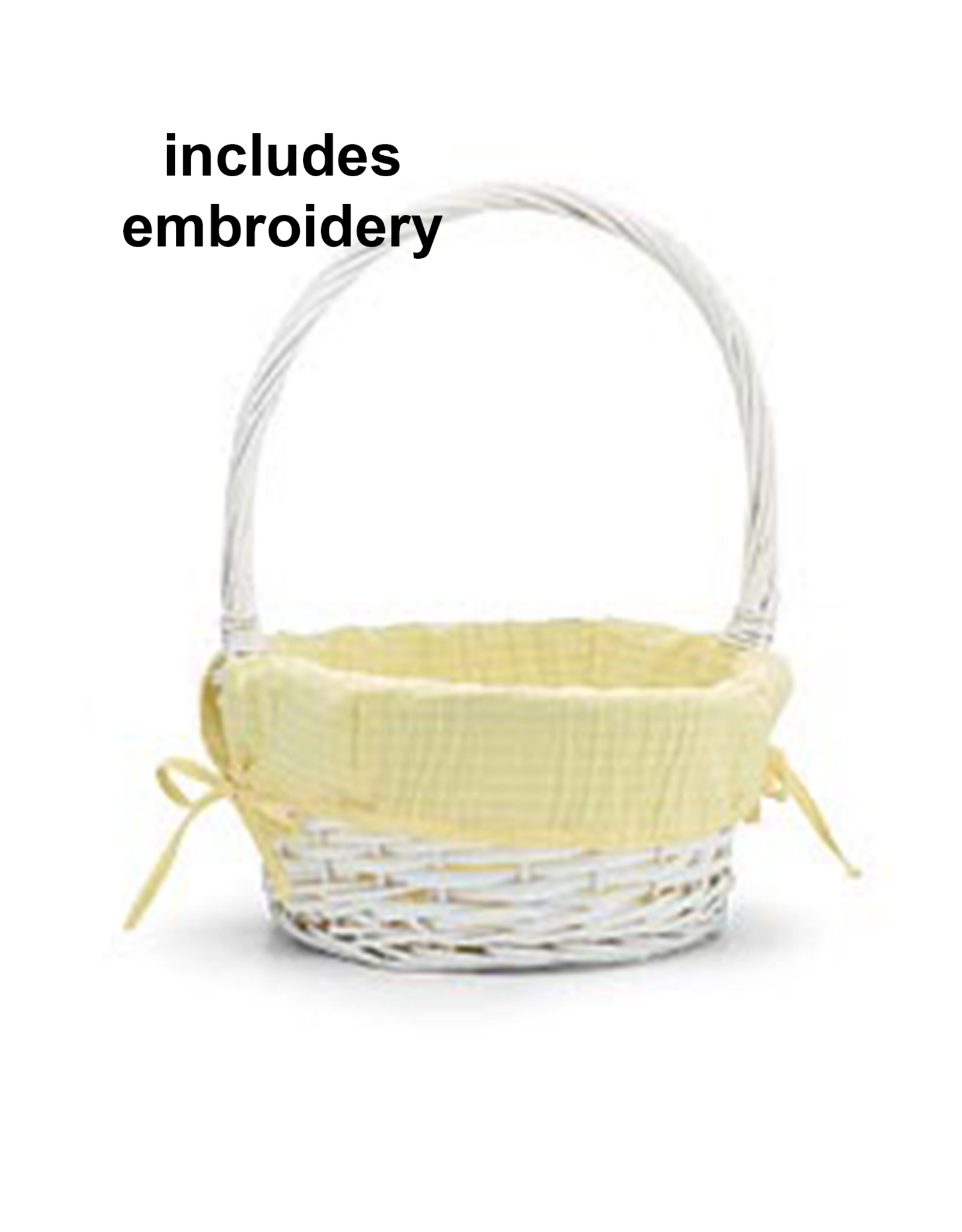 Burton & Burton Lined Easter Basket w/ Embroidery Yellow Stripe