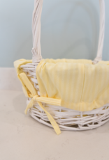 Burton & Burton Lined Easter Basket w/ Embroidery Yellow Stripe