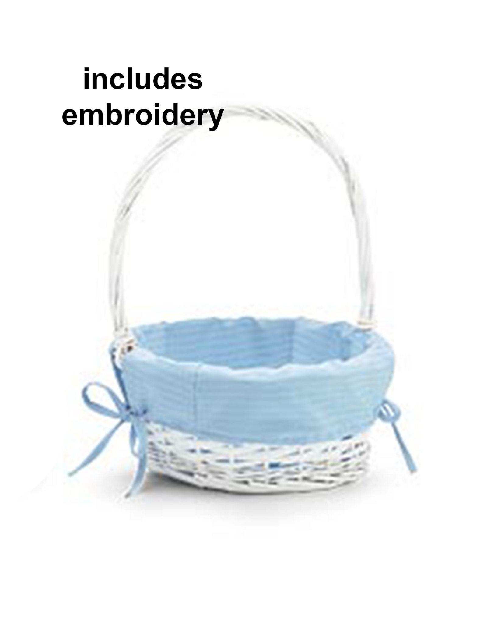 Burton & Burton Lined Easter Basket w/ Embroidery Blue Stripe