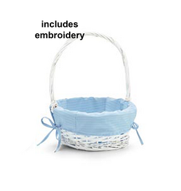Burton & Burton Lined Easter Basket w/ Embroidery Blue Stripe