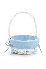 Burton & Burton Lined Easter Basket w/ Embroidery Blue Stripe