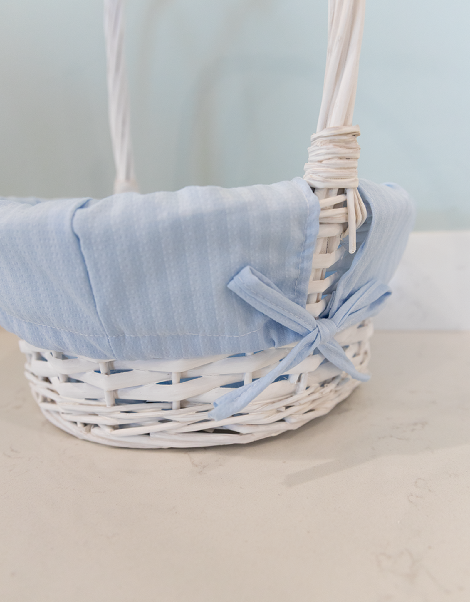 Burton & Burton Lined Easter Basket w/ Embroidery Blue Stripe