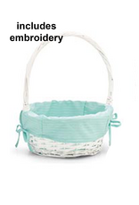 Burton & Burton Lined Easter Basket w/ Embroidery Green Stripe