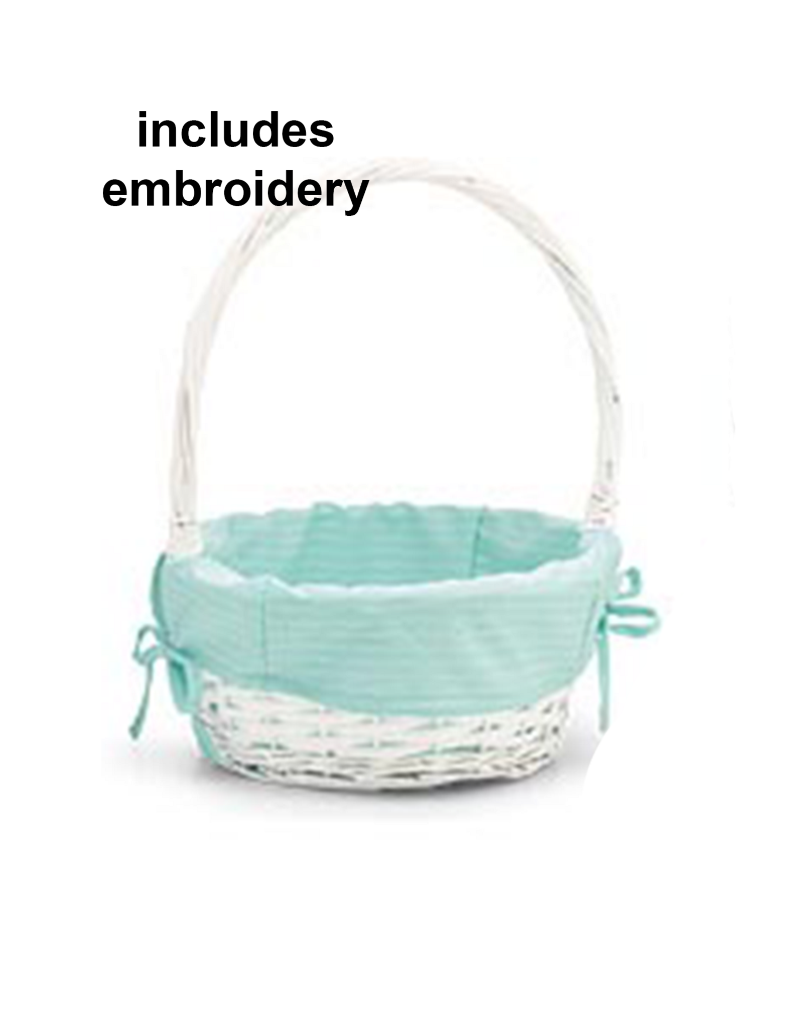 Burton & Burton Lined Easter Basket w/ Embroidery Green Stripe