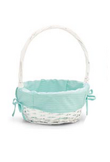 Burton & Burton Lined Easter Basket w/ Embroidery Green Stripe