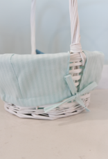 Burton & Burton Lined Easter Basket w/ Embroidery Green Stripe