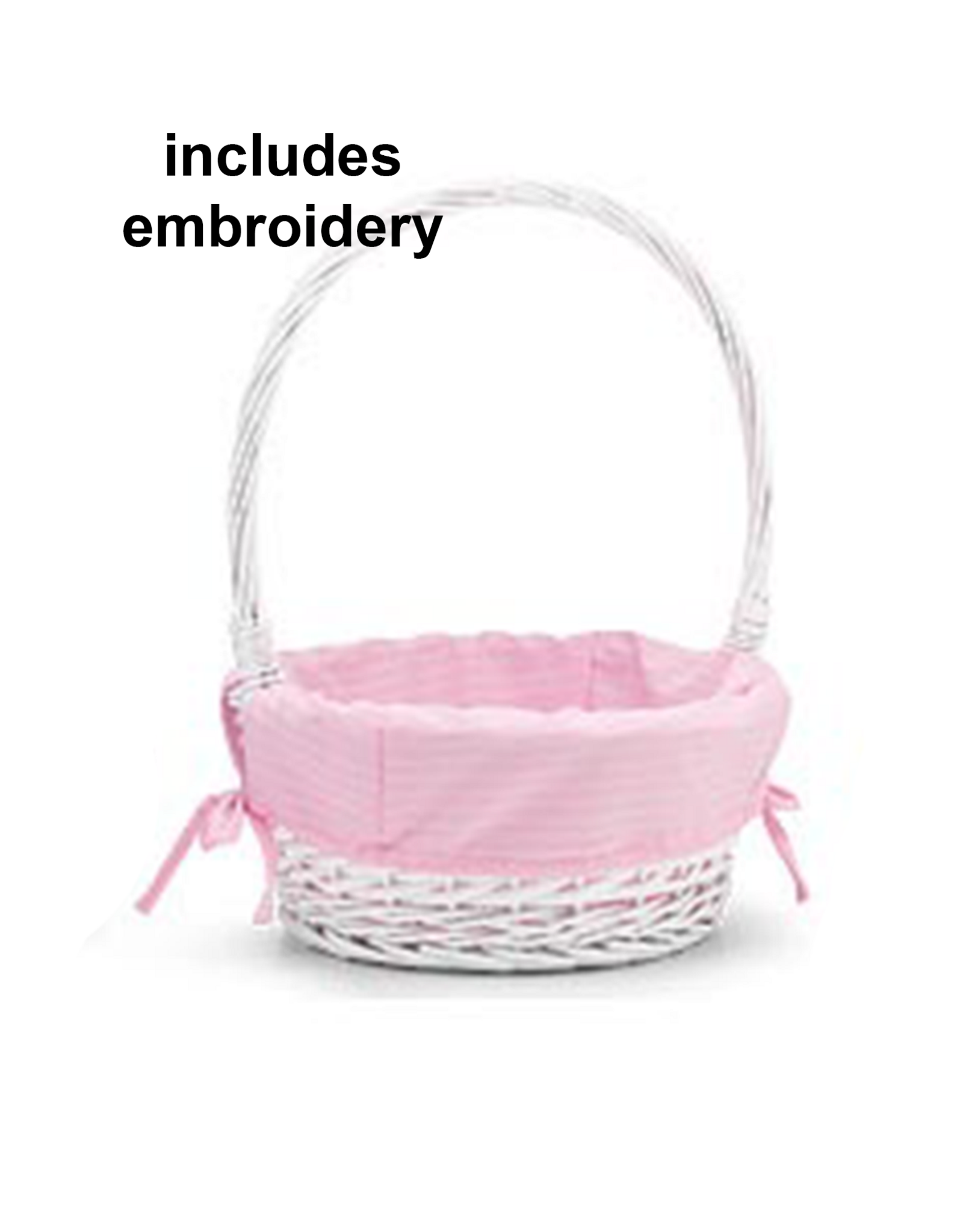 Burton & Burton Lined Easter Basket w/ Embroidery Pink Stripe