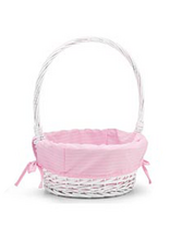 Burton & Burton Lined Easter Basket w/ Embroidery Pink Stripe