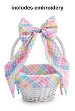Burton & Burton Lined Easter Basket & Bow w/ Embroidery Plaid
