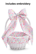 Burton & Burton Lined Easter Basket & Bow w/ Embroidery Floral