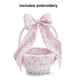 Burton & Burton Lined Easter Basket & Bow w/ Embroidery Floral