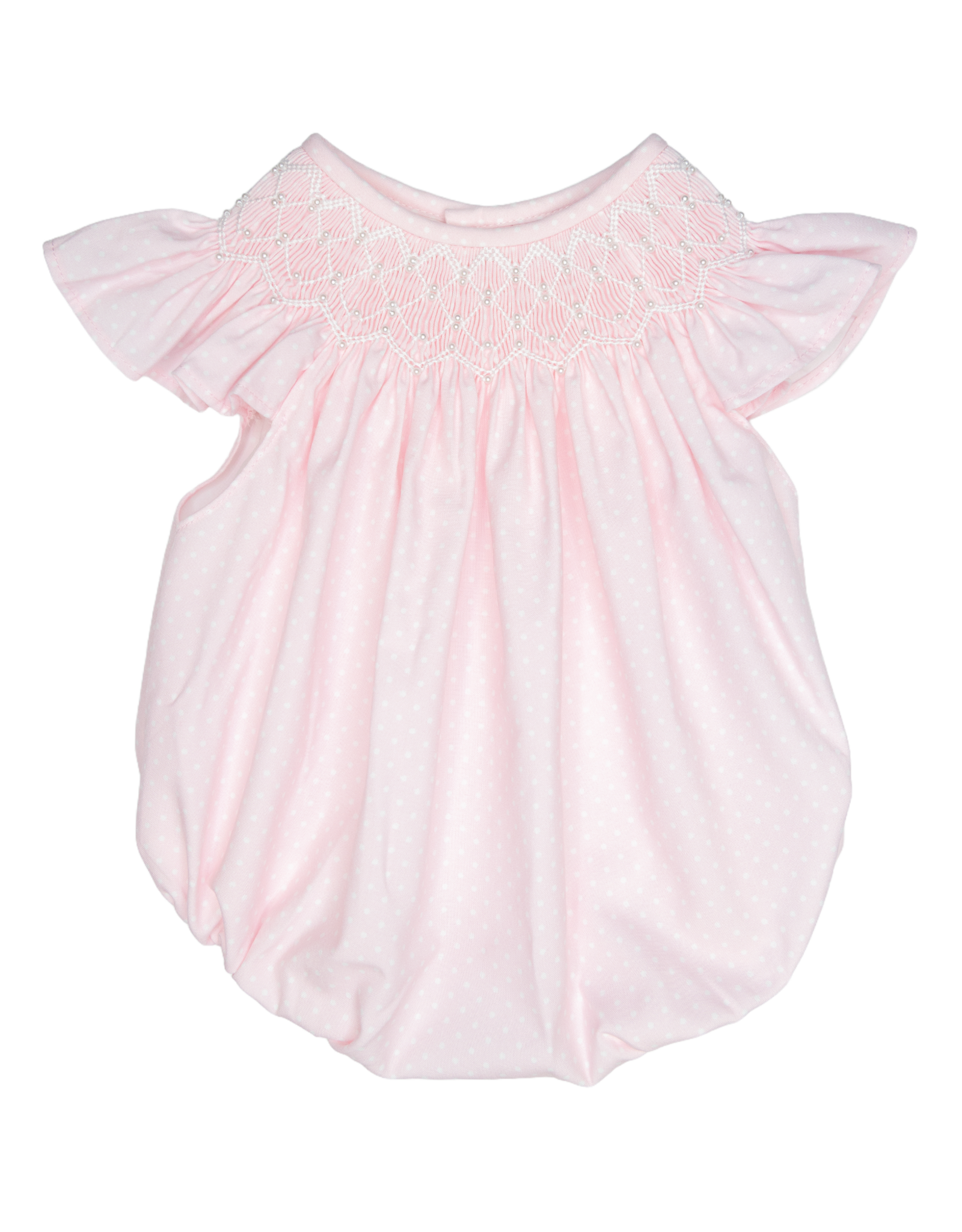 Sweet Dreams Cathy Pink Dot Pearl Smocked Bubble