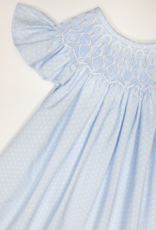 Sweet Dreams Cathy Blue Dot Pearl Smocked Dress