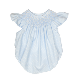 Sweet Dreams Cathy Blue Dot Pearl Smocked Bubble