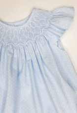 Sweet Dreams Cathy Blue Dot Pearl Smocked Bubble