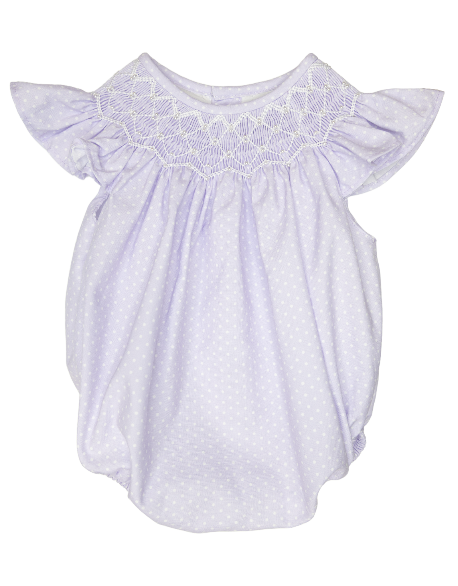 Sweet Dreams Cathy Purple Dot Pearl Smocked Bubble