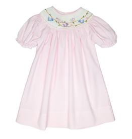 Sweet Dreams Birds Blossoms Pink Smocked Dress