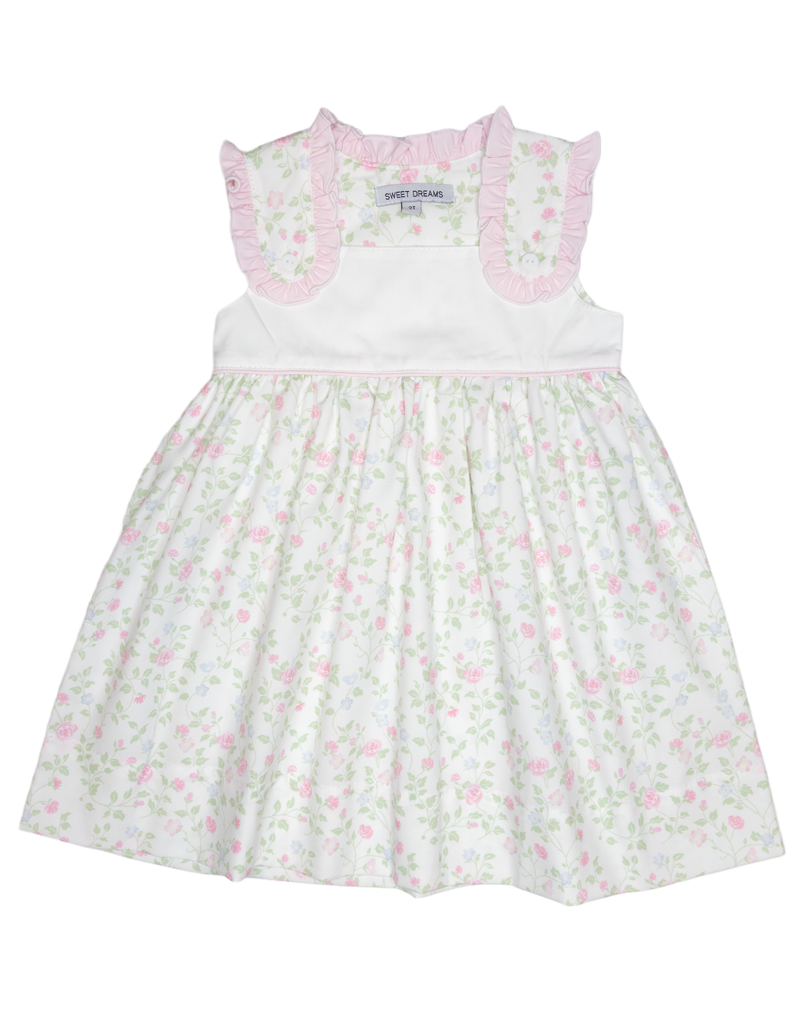 Sweet Dreams Pink Ruffle Shoulder Floral Dress