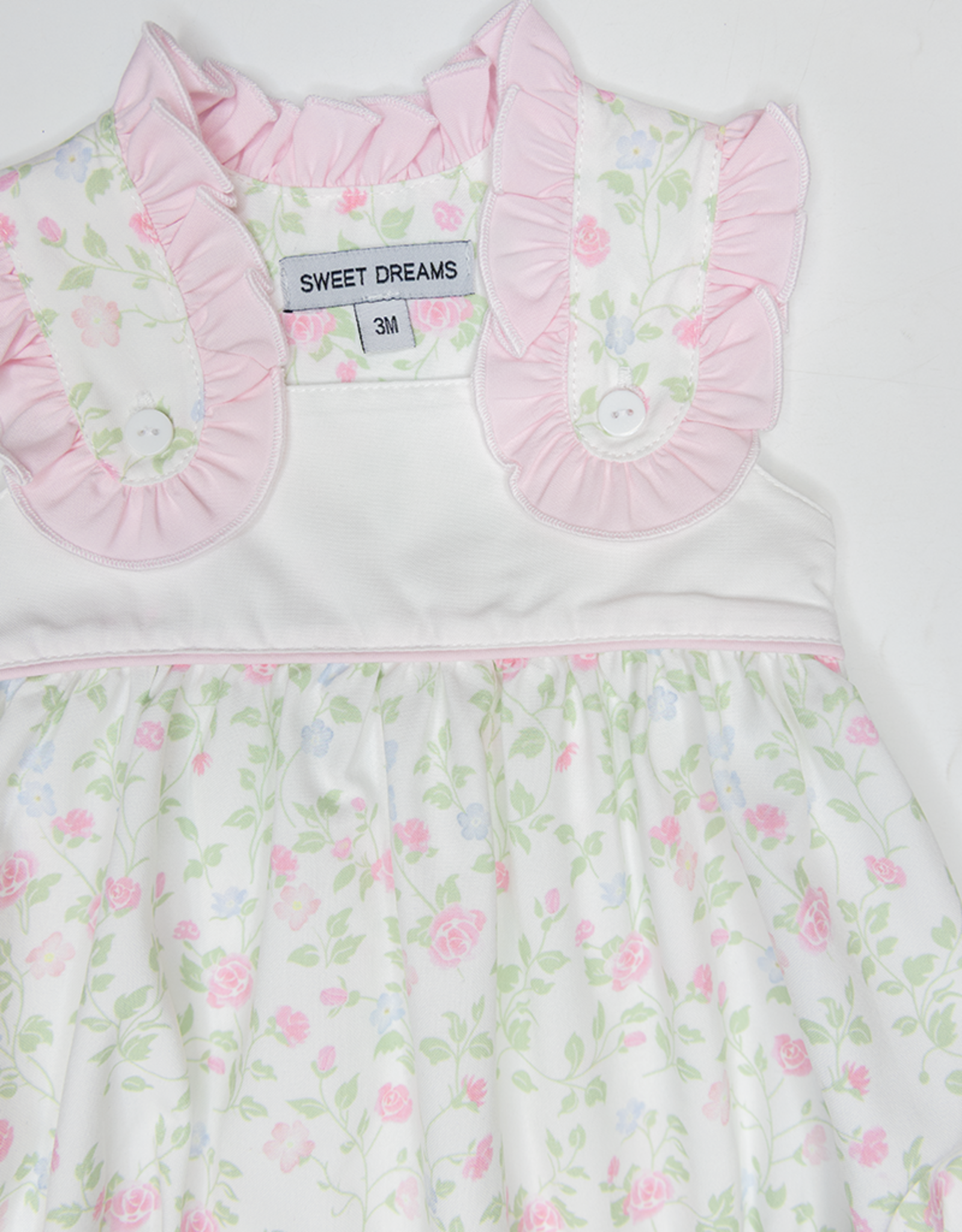 Sweet Dreams Pink Ruffle Shoulder Floral Bubble