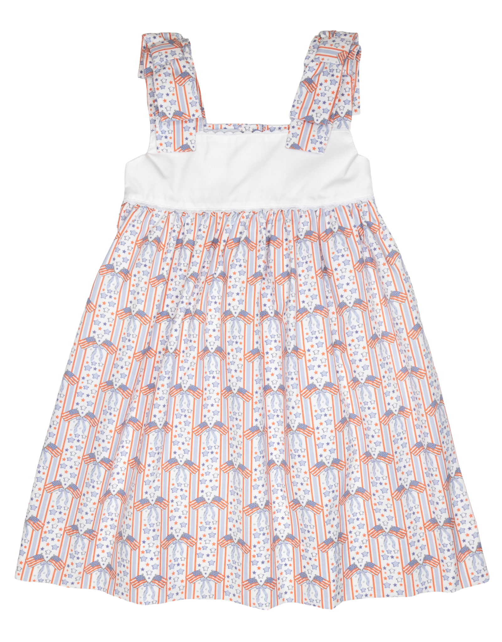 Sweet Dreams Patriotic Print Bow Shoulder Dress