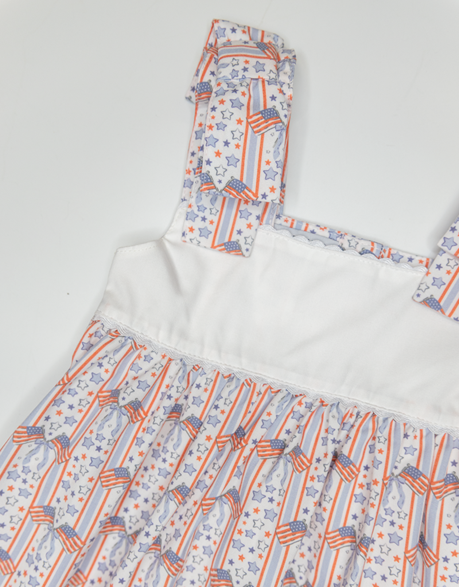 Sweet Dreams Patriotic Print Bow Shoulder Dress