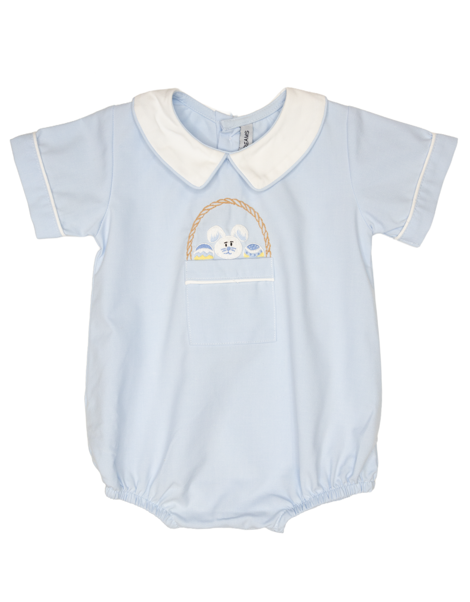 Sweet Dreams Bunny Basket Blue Embroidered Bubble