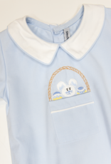 Sweet Dreams Bunny Basket Blue Embroidered Bubble