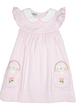 Sweet Dreams Bunny Basket Pink Embroidered Dress