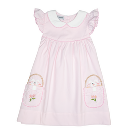 Sweet Dreams Bunny Basket Pink Embroidered Dress