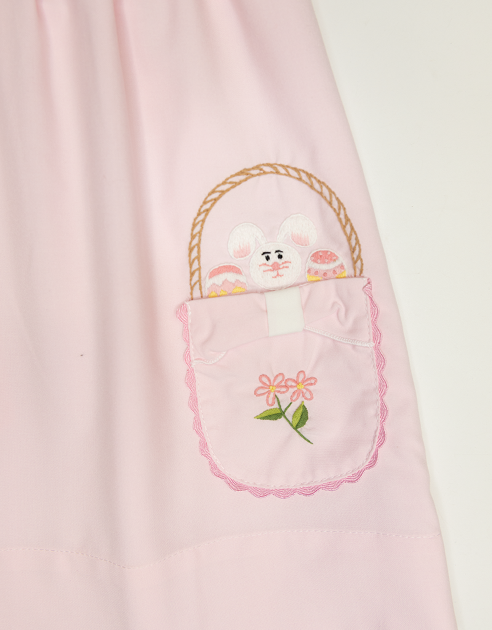 Sweet Dreams Bunny Basket Pink Embroidered Dress