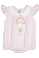 Sweet Dreams Bunny Basket Pink Embroidered Bubble