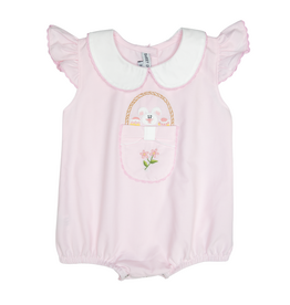 Sweet Dreams Bunny Basket Pink Embroidered Bubble