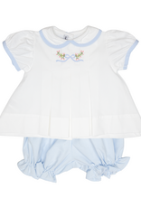 Sweet Dreams Embroidered BLUE Bow/Buds Bloomer Set