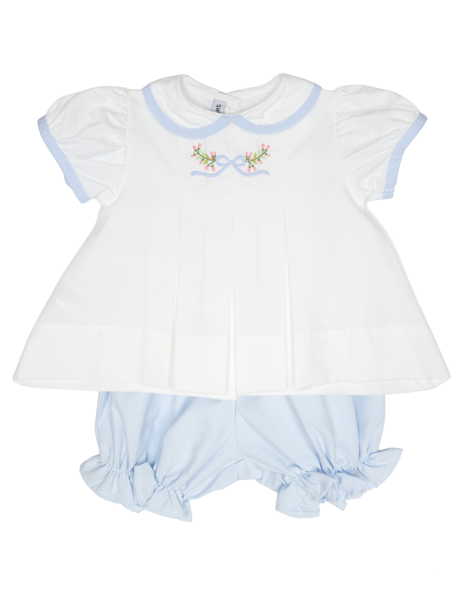 Sweet Dreams Embroidered BLUE Bow/Buds Bloomer Set