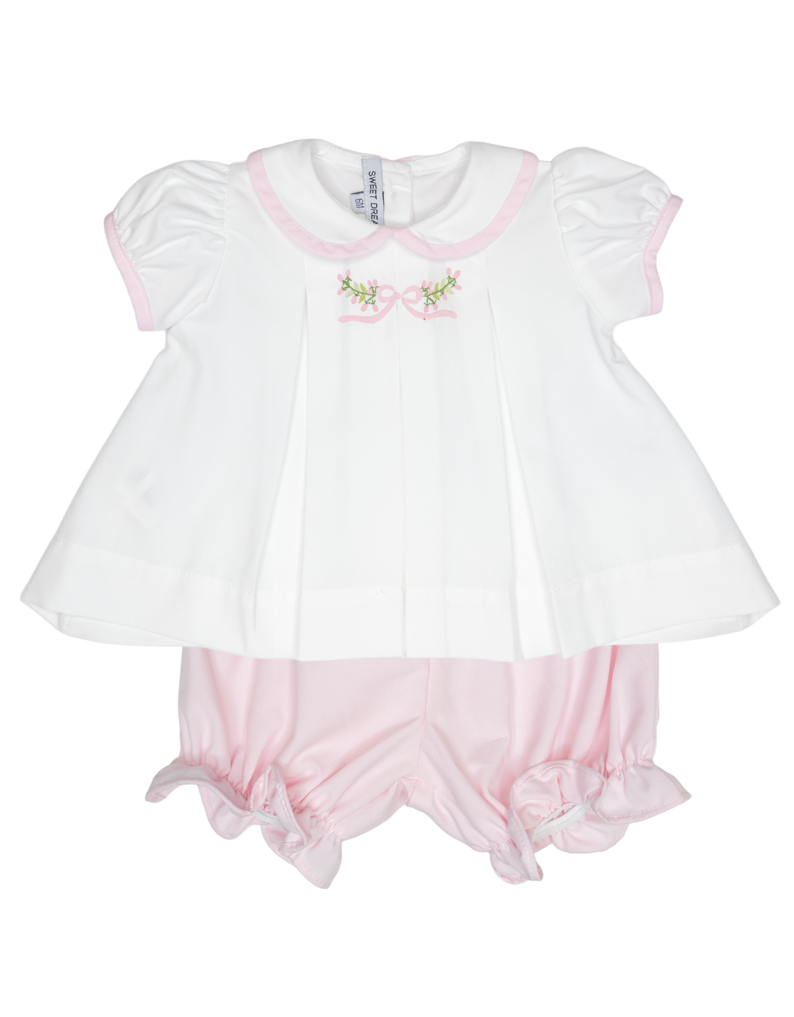 Sweet Dreams Embroidered PINK Bow/Buds Bloomer Set