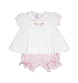 Sweet Dreams Embroidered PINK Bow/Buds Bloomer Set
