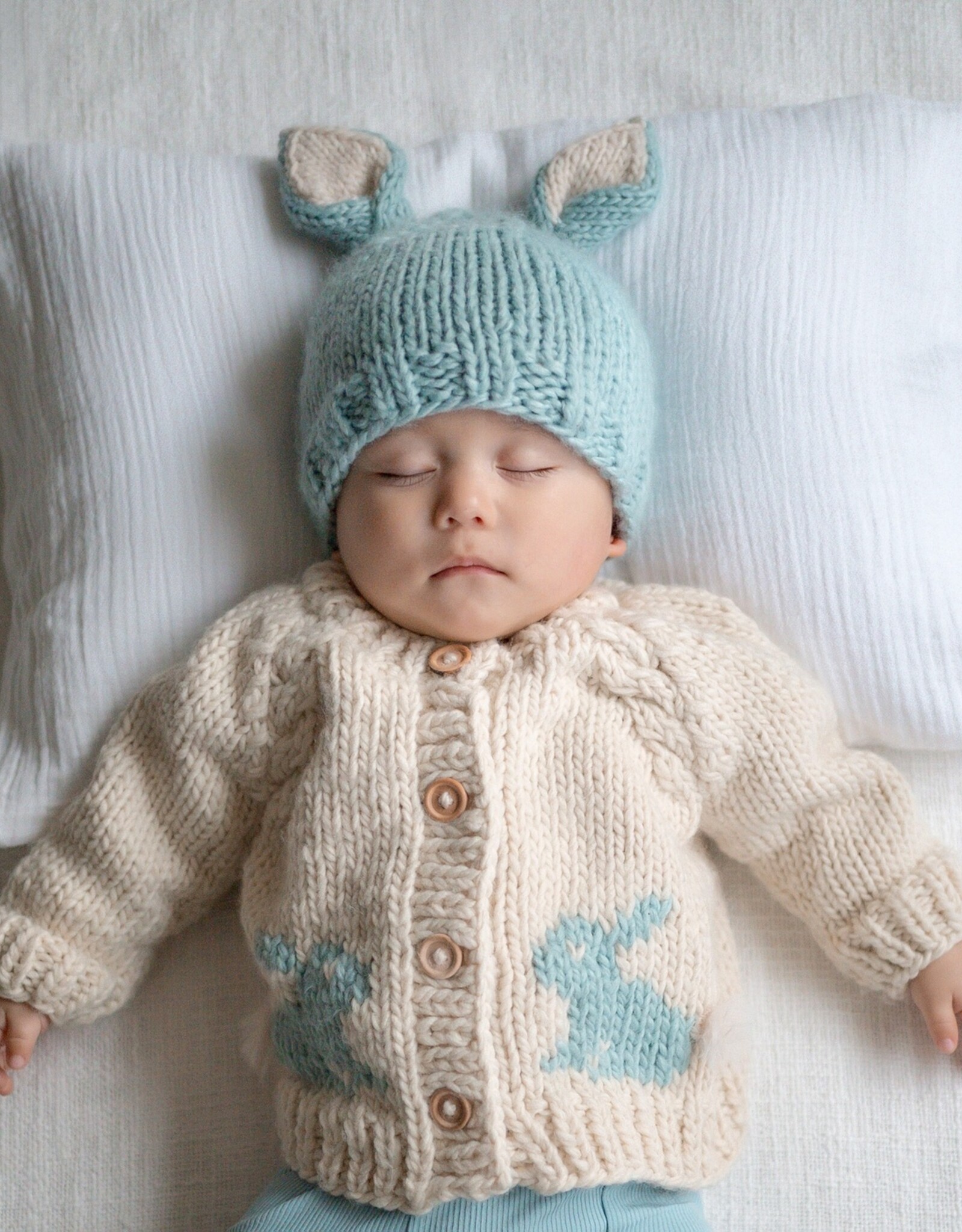 Huggalugs Bunny Cardigan Sweater BLUE